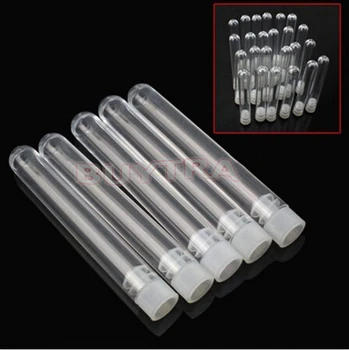 

10Pcs Clear Plastic Test Tubes With Caps Stoppers Lab Test Tubes DIY Handmade Beading Beads Storage Tube 12x100mm