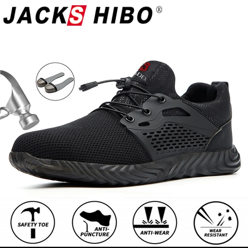 Work-Shoes Sneakers Steel-Toe Safety Jackshibo Male Anti-Smashing Indestructible Breathable