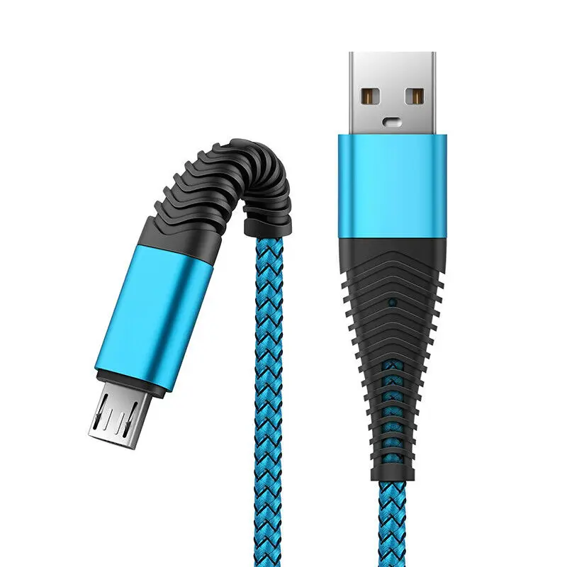 Высокая прочность Нейлон Плетеный Micro USB кабель для Зарядное устройство зарядки свинцово данных длинные телефонный кабель 1 м 2 м 3 м Горячие зарядный кабель для синхронизации данных и зарядки - Цвет: Blue(Micro USB)