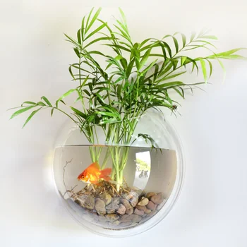 

1pcs Clear Hanging Wall Mounted Fish Bowl Aquaponic Tank Aquariums Plant Fish Bubble#15