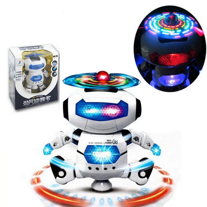 

Electric Dancing Robot Toys Colorful Singing Rotating Space Fighter Shining 360 Rotating Light And Sound