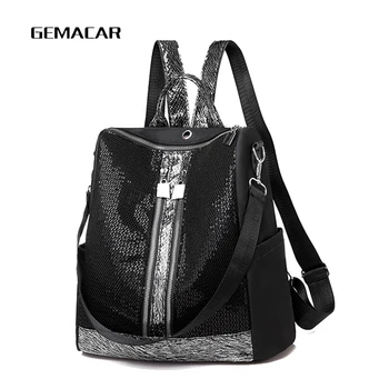 

Fashion Women's Sequin Backpack Designer Female Bagpack Simple Light Lady Large Capacity Backpack Shining