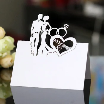 

50pcs Bride And Groom Name Place Cards Wedding Decoration DIY Paper Party Table Seating Name Message Greeting Card Baby Shower