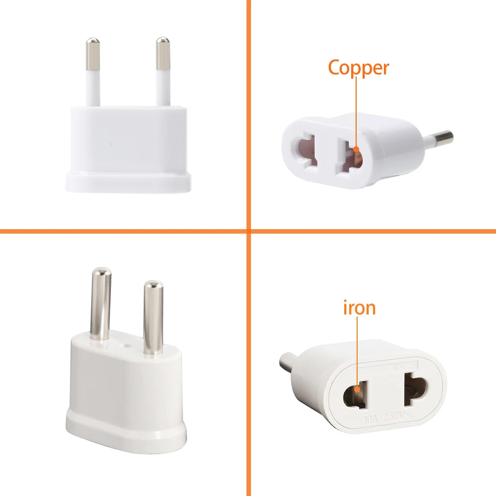 US to EU Europe Plug Power Adapter White Travel Power Plug Adapter Converter Wall Charger plug