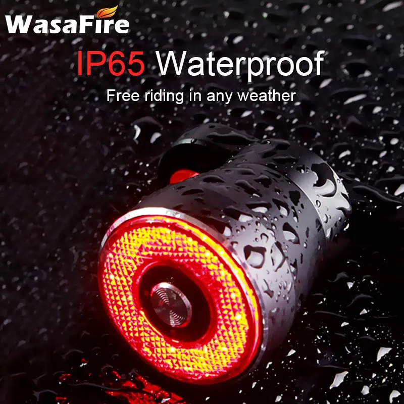 Wasafire интеллигентая(ый) задний фонарь для велосипеда с возможностью светильник s супер яркий Водонепроницаемый светодиодный велосипедный светильник ночной езды велосипеда задний светильник s