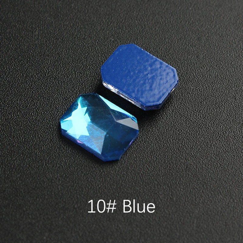 1.Blue Rectangle 30 шт/партия ромб 6x10 мм плоская задняя смола без горячей фиксации 10 мокко цвета ромб стразы с плоской обратной поверхностью 3D драгоценные камни для дизайна ногтей - Цвет: 1.Blue Rectangle
