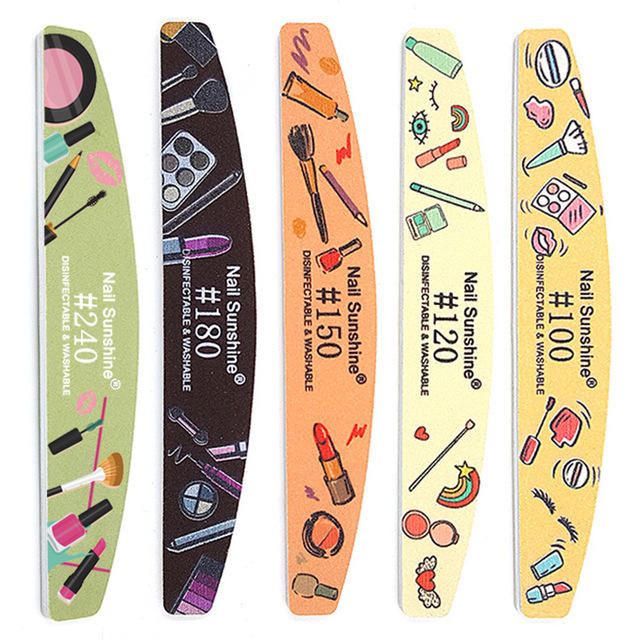 Printed Half Moon Nail file 100/180 Sandpaper Nail File Sanding Gel Polishing files Professional nails manicure file