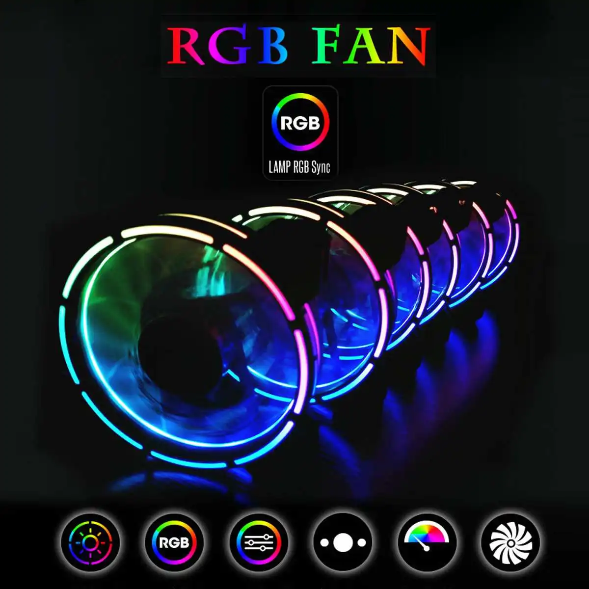 120 мм кулер вентилятор двойной Aura DC 12 В RGB PC Вентилятор охлаждения для компьютера бесшумный игровой чехол с ИК-пультом дистанционного управления светодиодный светильник