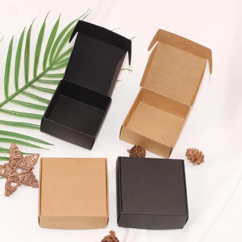 

50/100pcs brown Natural Kraft Box,black Kraft Paper Packing Box for jewelry,white small soap Box candy kraft paper boxes