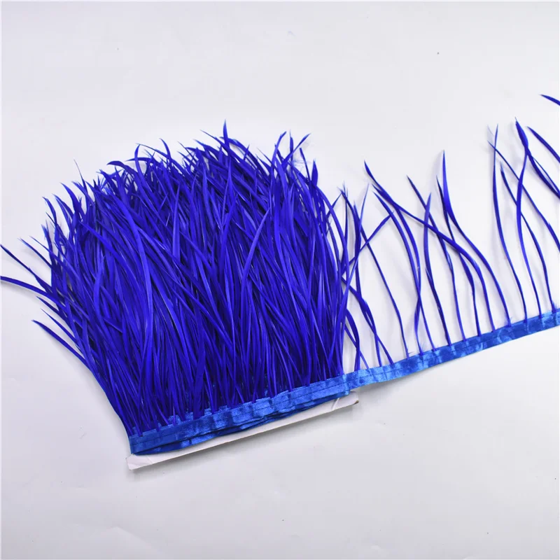 Royal blue 1 м/лот Обрезка гусиных перьев отделка ленты бахрома 6-" Белое перо фазана для рукоделия Свадебные Перья украшения плащи - Цвет: Royal blue