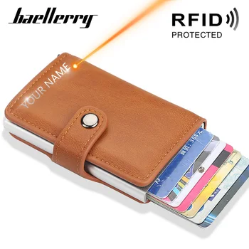 

RFID Free Engraving Men Wallets Quality Rfid Card Holder Male Vintage Black Short Purse Small Leather Slim Wallets Mini Wallets