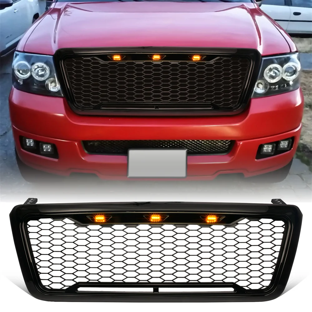 

Modified For F-150 Raptor Grills For F150 Front Grill 2004 2005 2006 2007 2008 Front Racing Grille Mesh Bumper Grilles Cover