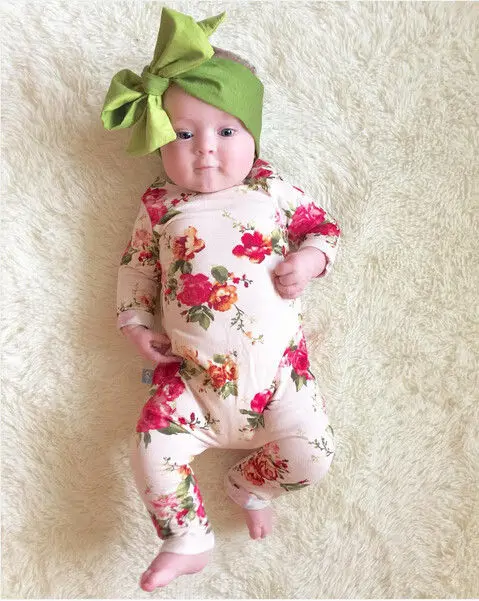 

New Cute Newborn Baby Girls Flower Cotton Long Sleeve Romper Jumpsuit Outfit Baby Girl Floral Long Sleeve Romper Outfit Clothes