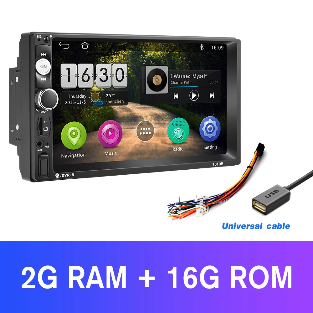 Podofo 2din Автомагнитола Android8.1 gps Navi WiFi Автомобильный мультимедийный плеер 2DIN " HD Авторадио универсальное TF USB Bluetooth Mirrorlink - Цвет: Without Camera