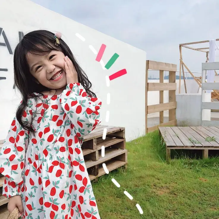 Korea style girls floral printed dress fashion autumn cotton girls dresses 2-7 years