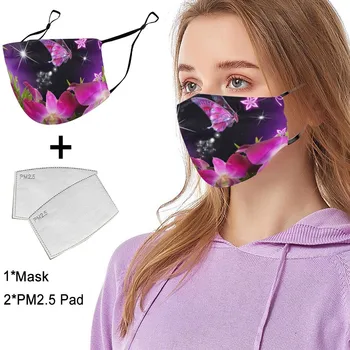 

Mascarilla Women Butterfly Printed Adult Unisex Washable Dust Anti-ultraviolet Butterflies Flowers Mask Mouth Caps Washable