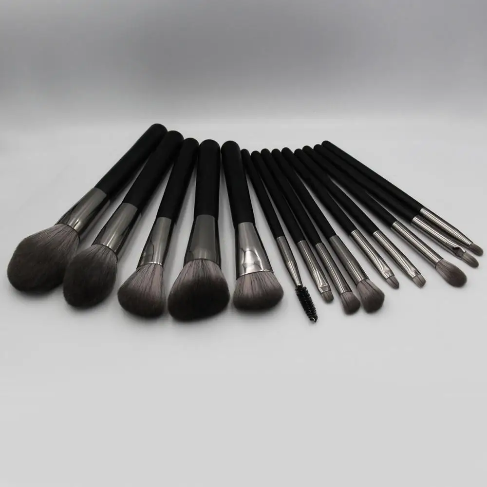 Премиум роскошный черный макияж 14 шт. кисти основа для лица пудра консилер Смешивание Подводка для глаз тени для век Красота Coesmetics набор