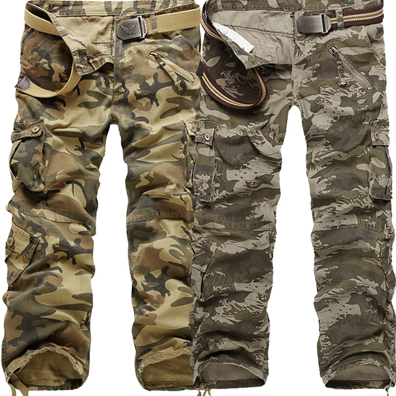 LIFENWENNA Hot Sale Autumn Men Cargo Pants Camouflage Trousers Military Pants For Man 7 Colors Pocket Tooling Pants Men
