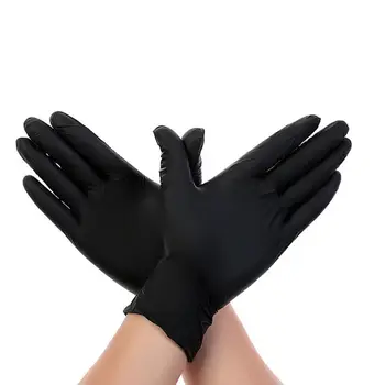 

100pcs Vinyl Disposable Gloves Powder Latex Free Strong Black Food Nitrile Anti-acid Anti-static Gloves