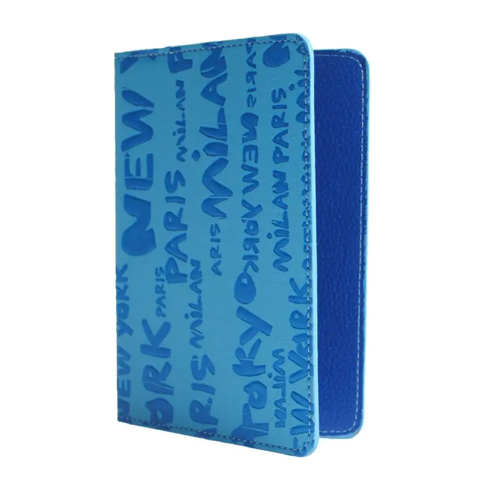 Blue KUDIAN BEAR с буквенным узором, чехлы для паспорта, для путешествий, из искусственной кожи, Корея, для мужчин и женщин, держатель для паспорта, органайзер, Porte Carte BIY019 PM49 - Цвет: Blue