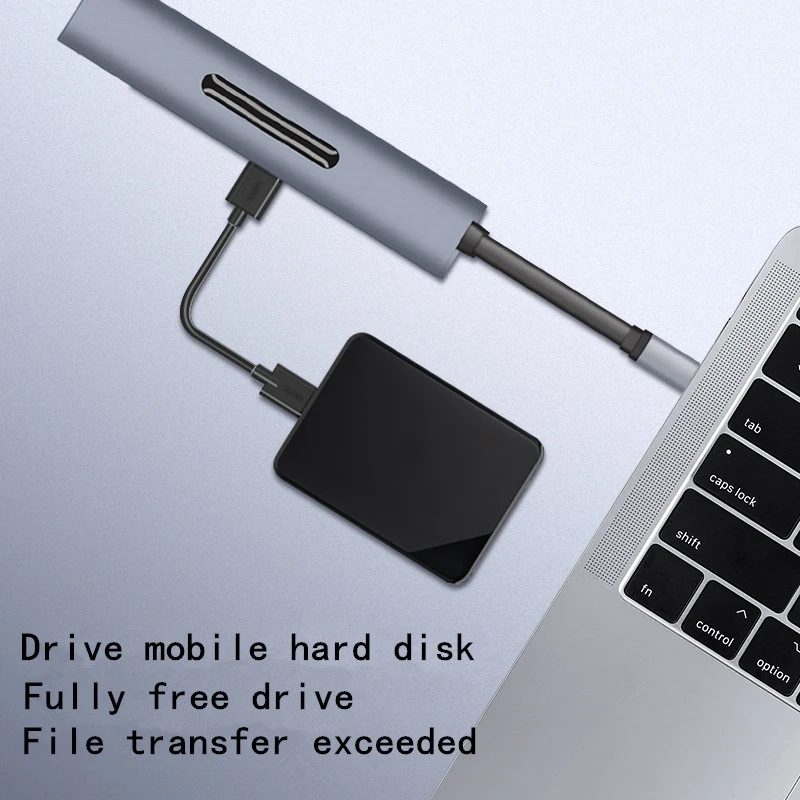  Type C To Hdmi Hub Adapter 4K Usb C 3.1 To Vga 60Hz 3.5Mm Audio Converter With Tf Sd Card Slot 9 In