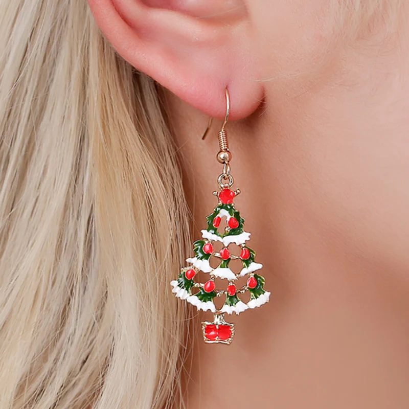 

1 Pair Christmas Tree Dangle Earrings for Women Girls Ear Hook Dangles Metal Pendant Earring Christmas Gift 2020