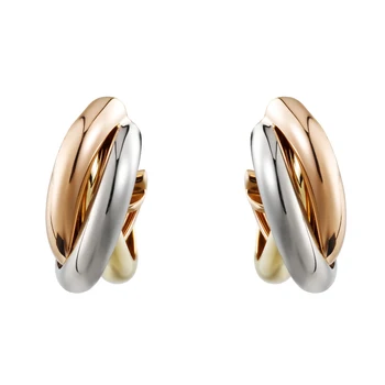 

Titanium Steel Stud Hoop Earrings for Women Girls Trinity Hoop Earrings Gold Silver Rose Three Colors Ear Piercing Jewelry