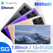 Tablette Android de 7.85 pouces M11, avec 12 go de Ram et 512 go de Rom, 5g Lte, résolution de 24 ou 48mp, 3440x1040, dernière version 2021