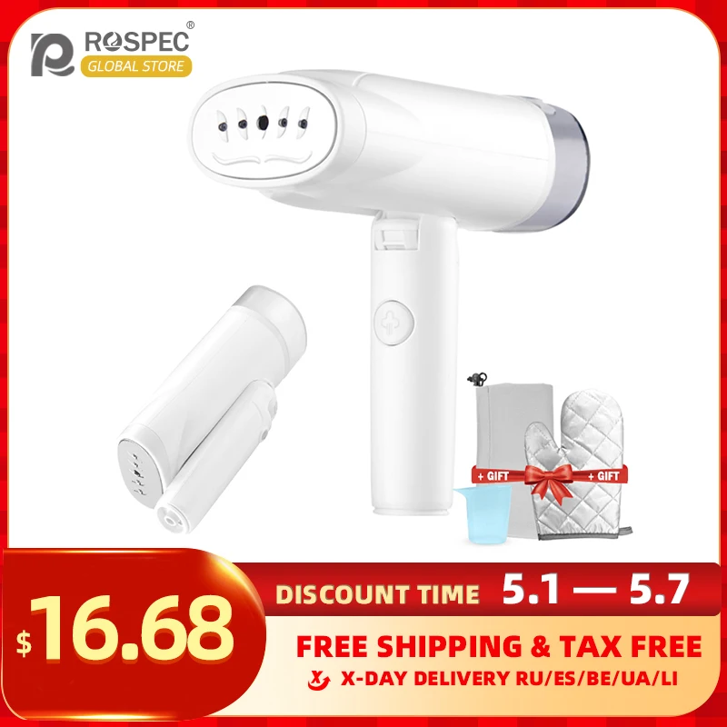 ROSPEC-vaporizador de ropa de alta potencia Manual, minivaporizador plegable portátil de mano, plancha de vapor Vertical para ropa, hogar y viaje