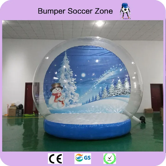 

Free Shipping Height 2.5m Christmas Giant Inflatable Snow Globe Ball Inflatable Clear Bubble Ball For Advertising with a blower