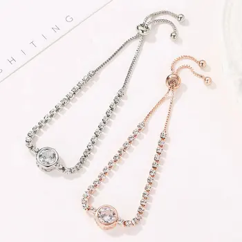 

Ice River Charm Women Metal Bracelet Lady AAA Cubic Zirconia Beads DIY Adjustable Bracelets Trendy Jewelry