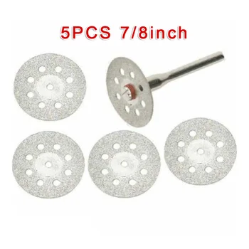

5pcs 7/8" Diamond Cut-Off Wheel Set For Rotary Tool Mandrel Rock Lapidary For Construction Home Renovation