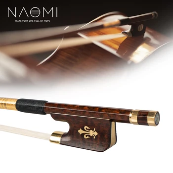 

NAOMI Selected Snakewood Cello Bow 4/4 Cello Bow With Snakewood Frog w/ Fleur de Lis Snakewood Frog Gold Mounted Cello Bow