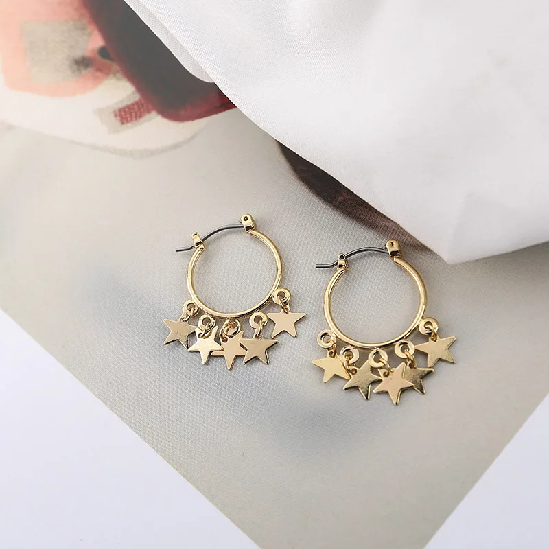 Новинка 2019 хит модные золотые Звездные с кисточками гламурные серьги для девушек