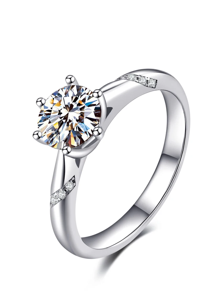 BOEYCJR 925 серебро 0.5ct/1ct/2ct F цвет Moissanite VVS обручальное свадебное кольцо с бриллиантом с национальным сертификатом для женщин