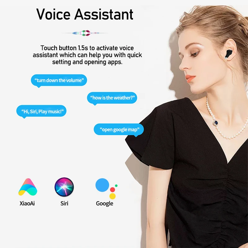 TWS Fingerprint Touch Bluetooth Earphones HD Stereo Wireless HeadphonesNoise Cancelling Gaming Headset