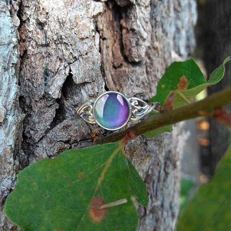 Vintage Change Mood Ring Round Temperature Control Color Emotion Feeling Changeable Women Retro Casual Party Jewelry