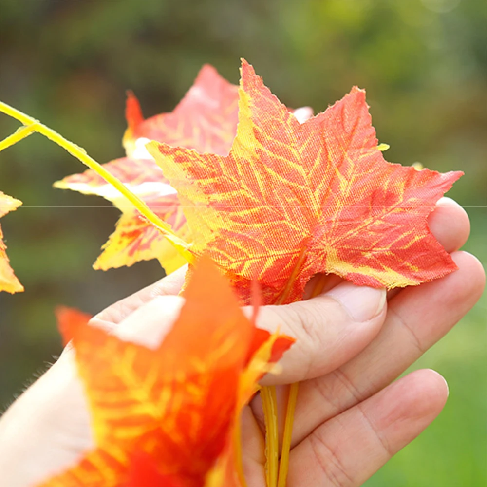 30pcs artificial plant red maple leaf vine home wedding scene party roof garden decoration simulation plant