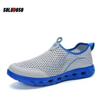 

SOLUDOSO 2020 Summer Slip-on Lightweight Mesh Sneakers Men Shoes Casual Soft Breathable Wading Comfortable Male walking slip on