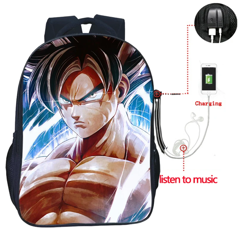 Высокое качество аниме Dragon Ball USB зарядка Рюкзак Гоку Вегета школьные сумки модные мужские и женские рюкзаки Повседневный Рюкзак - Цвет: 18