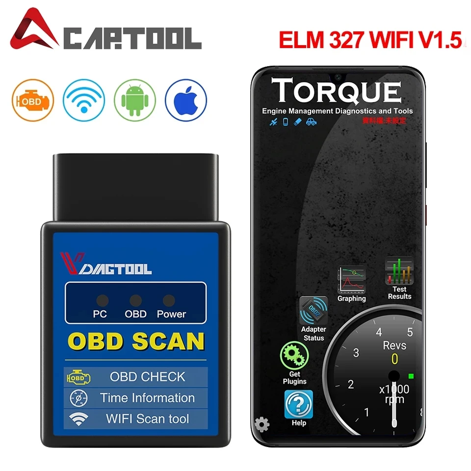 Диагностический сканер obd 2 ELM327 V1.5 PIC18F25K80 Bluetooth-совместимый Wi-Fi адаптер для