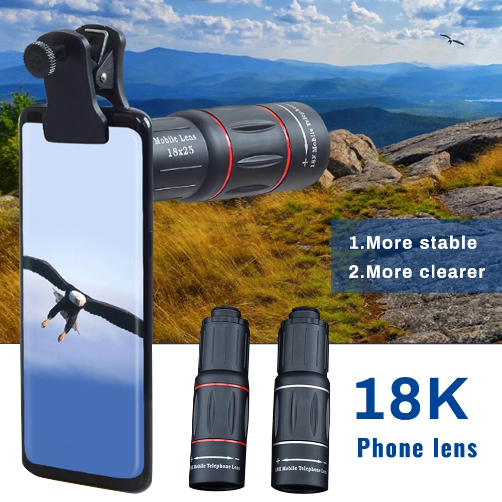 Universal 18X Zoom Telephoto Lens External Mobile Phone Camera with Clip for iPhone DSLR |