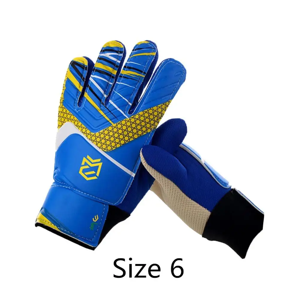 Blue Size 6 Профессиональные детские Студенческие футбольные вратарские перчатки, футбольные перчатки из натурального латекса, рукавицы для вратаря, 5 цветов, размер 5/6 - Цвет: Blue Size 6