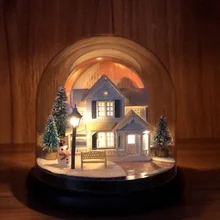 Скандинавская сказка DIY стеклянный шар наборы Кукольный дом зимний дом снег деревянный ручной работы дети ремесло миниатюрный дом собрать игрушки подарок