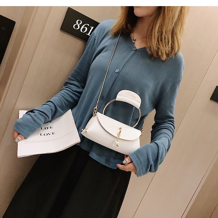 Элегантное женское металлическое кольцо маленькая сумочка модная новая качественная кожаная женская дизайнерская сумочка с цепочкой на плечо сумка-мессенджер