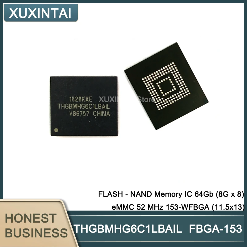 

10 шт./лот THGBMHG6C1LBAIL THGBMHG6C1 FLASH - NAND Memory IC 64 ГБ (8 Гб x 8) eMMC 52 МГц 153-WFBGA (11,5x13)