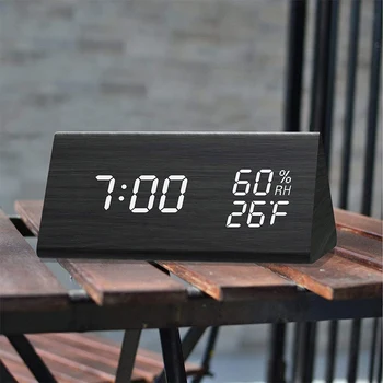 

Digital Alarm Clock LED Electronic Time Display Alarm Clock Humidity and Temperature Detection Clock