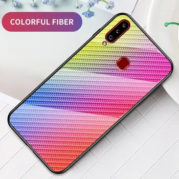 

30pcs/lot For Samsung Galaxy A10 A20E A20S Gradient Carbon Fiber Tempered Glass Hard Case For Galaxy A50S A30S A50 A30 A20