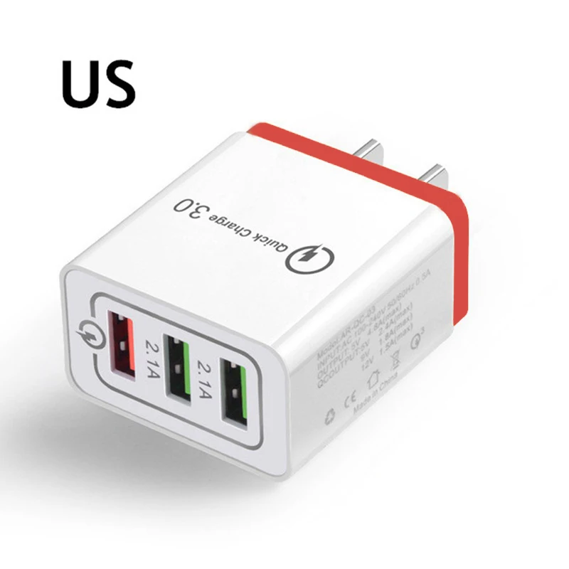 Универсальный 3 Порты и разъёмы USB Зарядное устройство EU/US Быстрая зарядка 3,0 5V 3A быстрый USB Зарядное устройство быстрой зарядки для iphone iPad samsung Xiaomi huawei