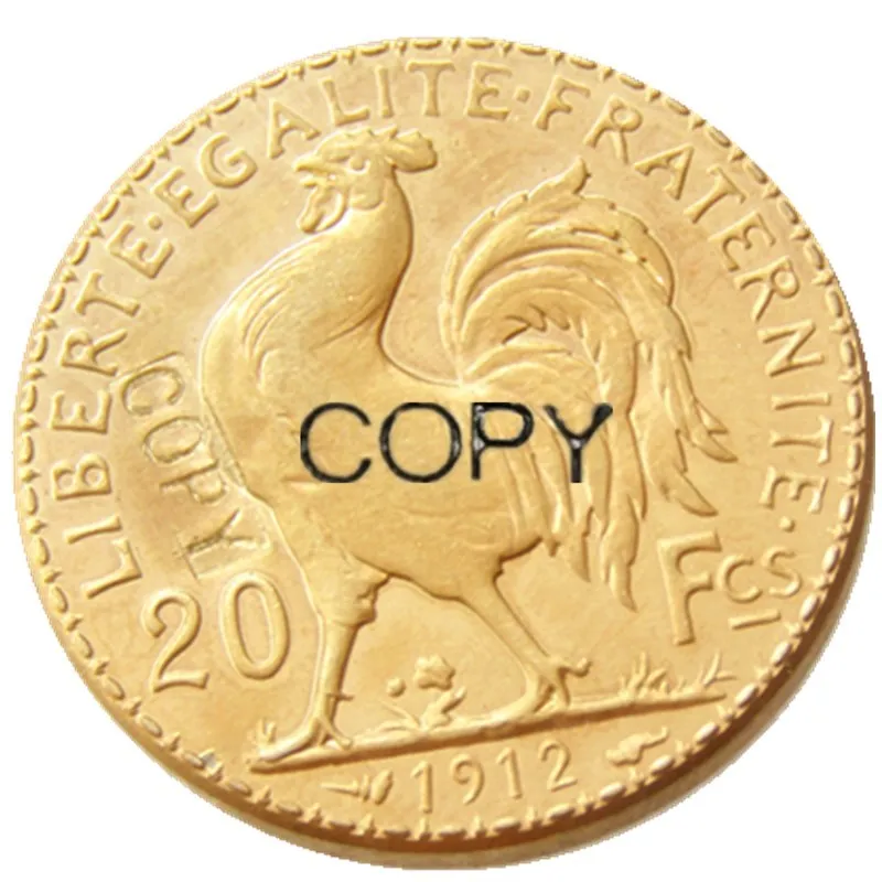 

1912 France 20 Franc Rooster Gold Plated Copy Coin